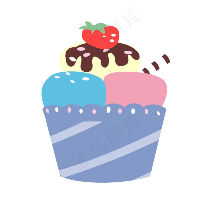 夏季草莓冰淇淋手绘矢量图ai矢量模版下载