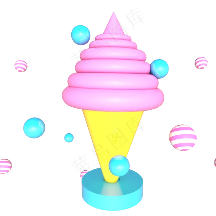 夏天粉色冰淇淋(2000*2000px 300 dpi )