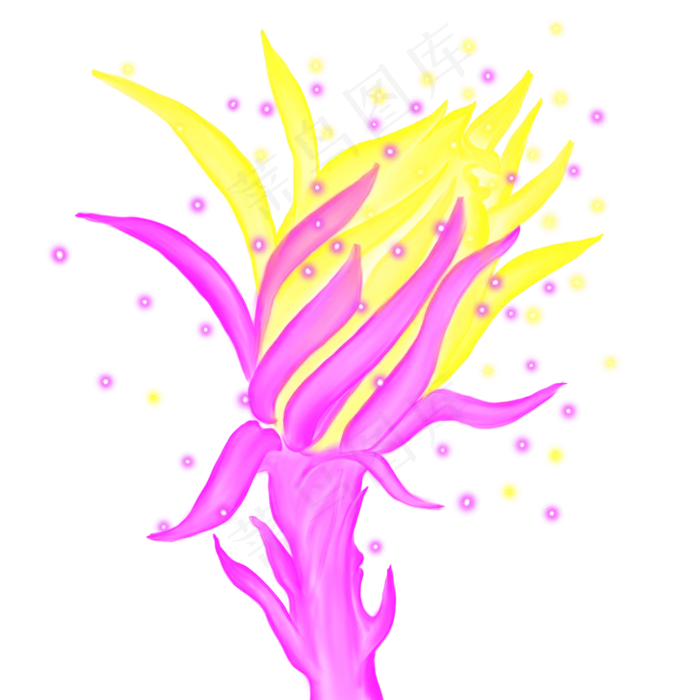 光感彩色荧光唯美霸王花,免抠元素(2000X2000(DPI:300))psd模版下载