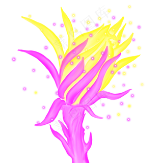 光感彩色荧光唯美霸王花,免抠元素
