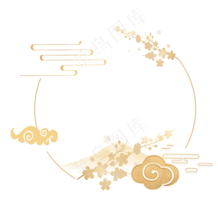 日式花纹烫金和风素材,免抠元素