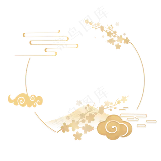 日式花纹烫金和风素材,免抠元素