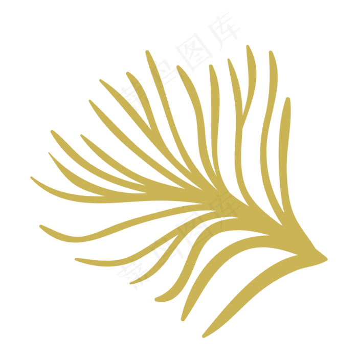 草绿色的卡通多条叶子