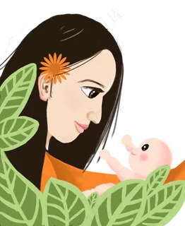 母亲节妈妈和孩子免扣元素