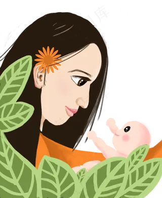 母亲节妈妈和孩子免扣元素