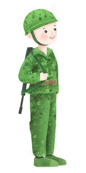 建军节拿枪男孩