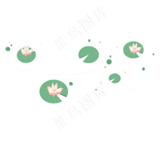卡通夏天的池塘里的荷花荷叶免抠