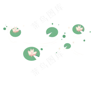 卡通夏天的池塘里的荷花荷叶免抠