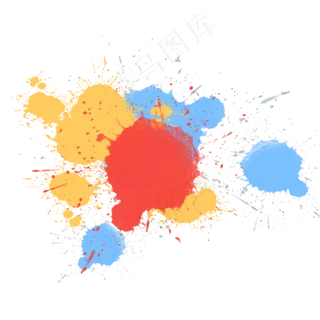 彩色颜料水彩滴落甩开溅起效果