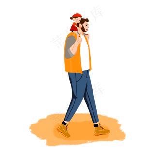 父亲节父亲驮着儿子