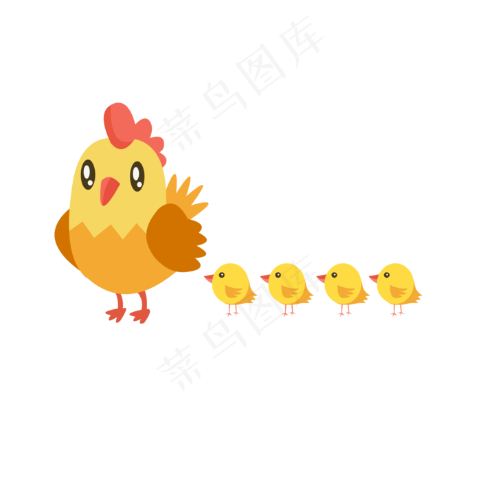 可爱分割线母鸡小鸡,免抠元素