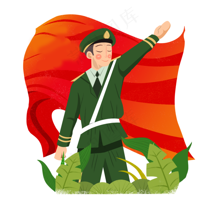 建军节红色军人png素材(2000X2000(DPI:300))psd模版下载