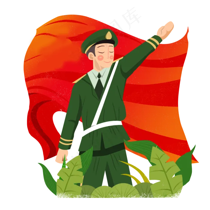 建军节红色军人png素材(2000X2000(DPI:300))psd模版下载