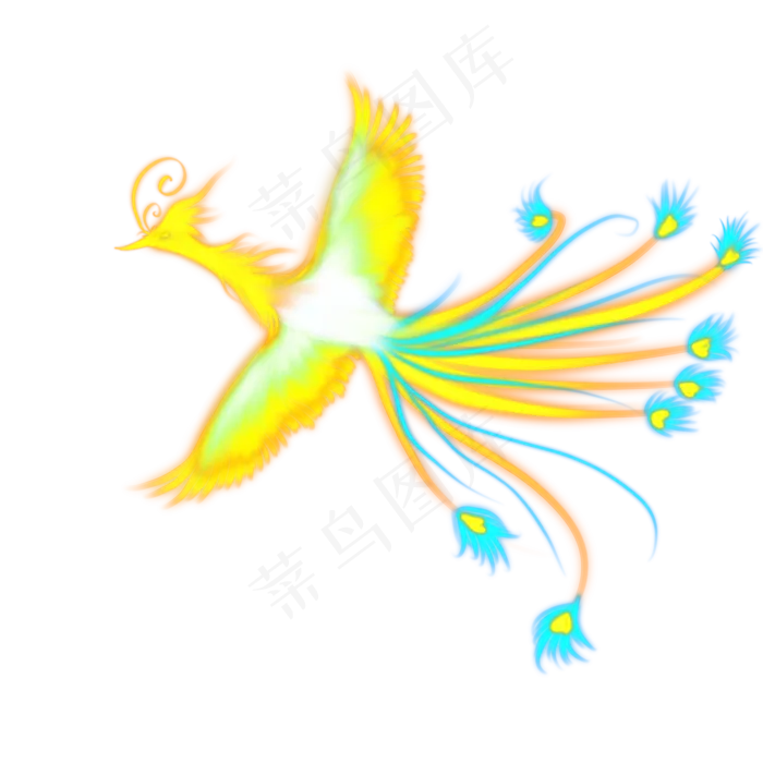 光感彩色荧光唯美凤凰,免抠元素(2000X2000(DPI:300))psd模版下载