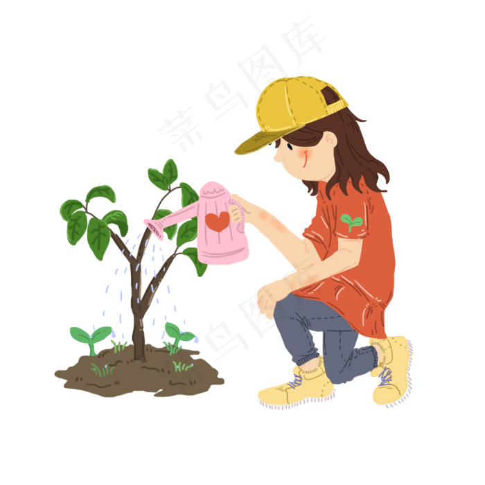 植树节浇水的女孩