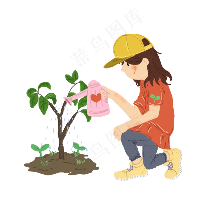 植树节浇水的女孩