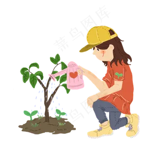 植树节浇水的女孩