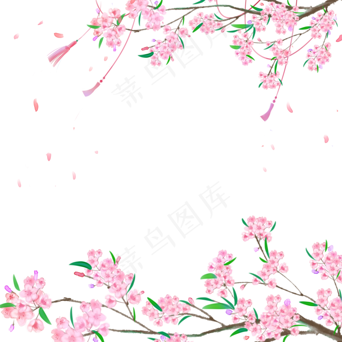唯美古风手绘桃花PNG免抠图,免抠元素(2000*2000px)psd模版下载