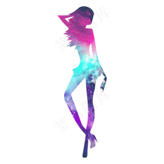 彩色矢量女神节女人剪影,免抠元素