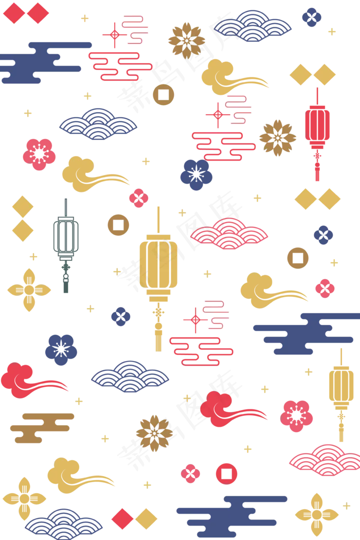 鼠年新年底纹,免抠元素ai矢量模版下载