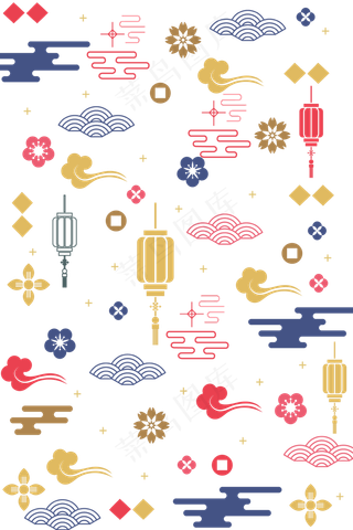 鼠年新年底纹,免抠元素