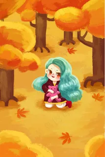 秋天树林里的小女孩 秋天树林里的小女孩