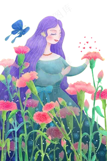 母亲节康乃馨里的妈妈