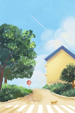 夏日风光盛夏炎热猫咪海边