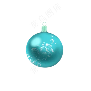 手绘圣诞装饰球青色蓝色花纹创意,免抠元素