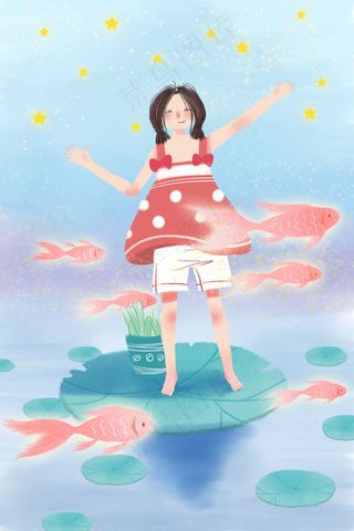 唯美夏日小暑节气清新荷塘