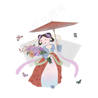 谷雨拿着鲜花的女孩