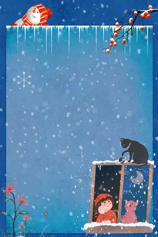 大寒传统二十四节气大雪寒冬窗台看雪猫咪