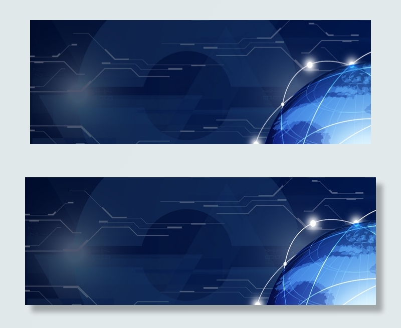 蓝色商务科技地球平面广告