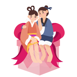 创意七夕牛郎织女,免抠元素