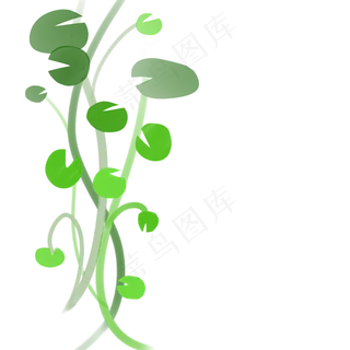 水彩风铜钱草样式藤蔓
