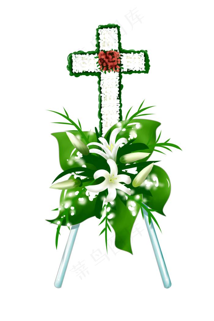 清明节十字和小花(2000X3000(DPI:299))psd模版下载