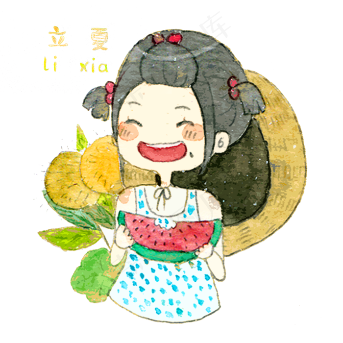 农历夏日二十四节气PNG少女啃(3000X3000(DPI:300))psd模版下载