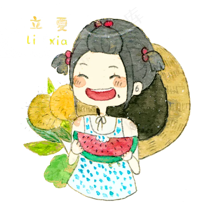 农历夏日二十四节气PNG少女啃(3000X3000(DPI:300))psd模版下载