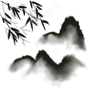 山水竹叶装饰