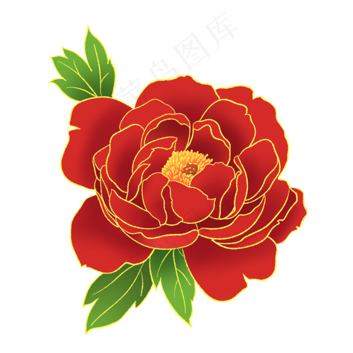 新中式国潮风植物牡丹花