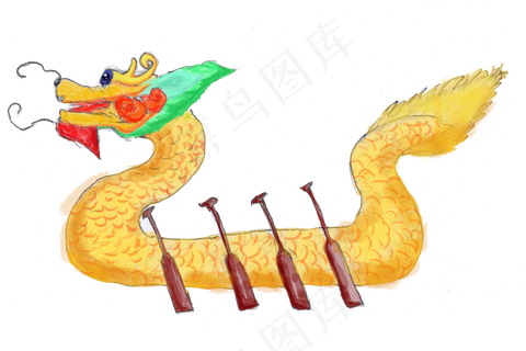 端午节手绘风龙舟png