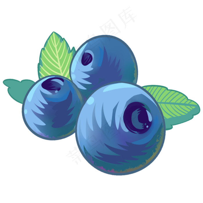 手绘水彩风格蓝莓三只