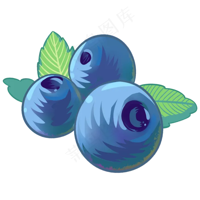 手绘水彩风格蓝莓三只(2000X2000(DPI:320))psd模版下载
