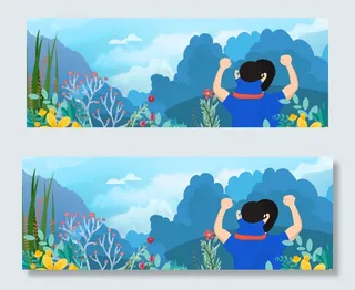 卡通小清新蓝色渐变父亲节banner