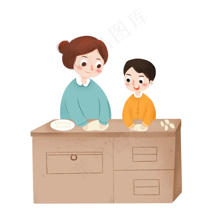 鼠年小年包水饺人物,免抠元素(2000X2000(DPI:132))psd模版下载