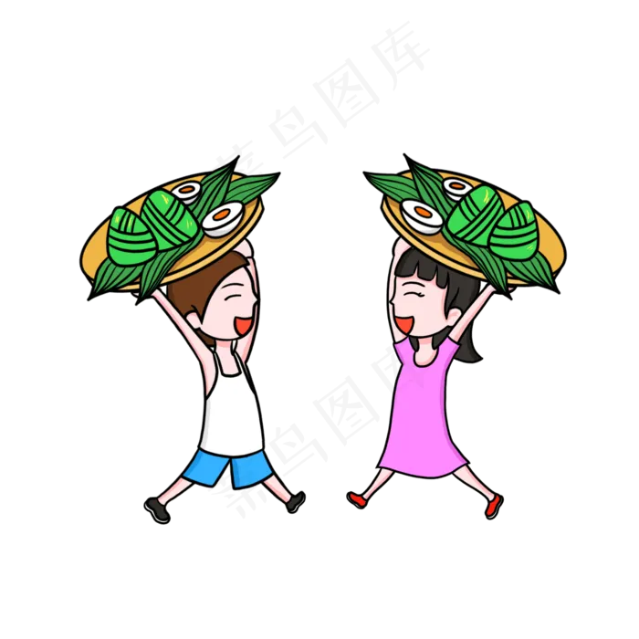 端午节吃粽子卡通免扣(2000X2000(DPI:300))psd模版下载