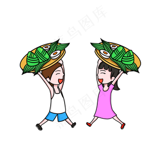 端午节吃粽子卡通免扣