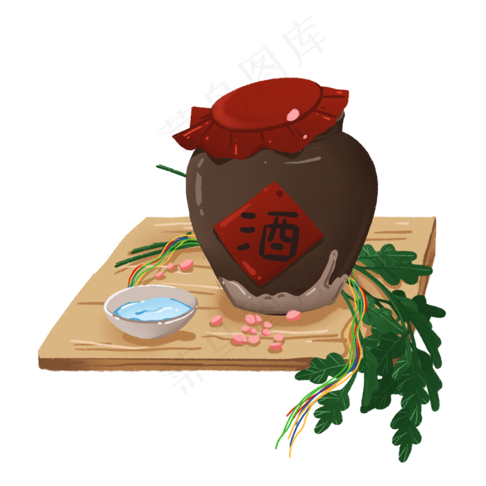 端午节雄黄酒和艾叶(2000X2000(DPI:300))psd模版下载