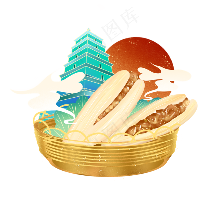 国潮美食肉夹馍