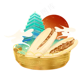 国潮美食肉夹馍